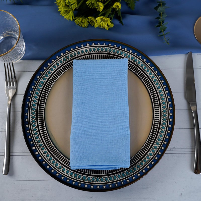 INFEI Solid Color Linen Blended Thin Dinner Cloth Napkins - Set of 12 (40 x 40 cm) - for Events & Home Use (Sky Blue) - Image 5